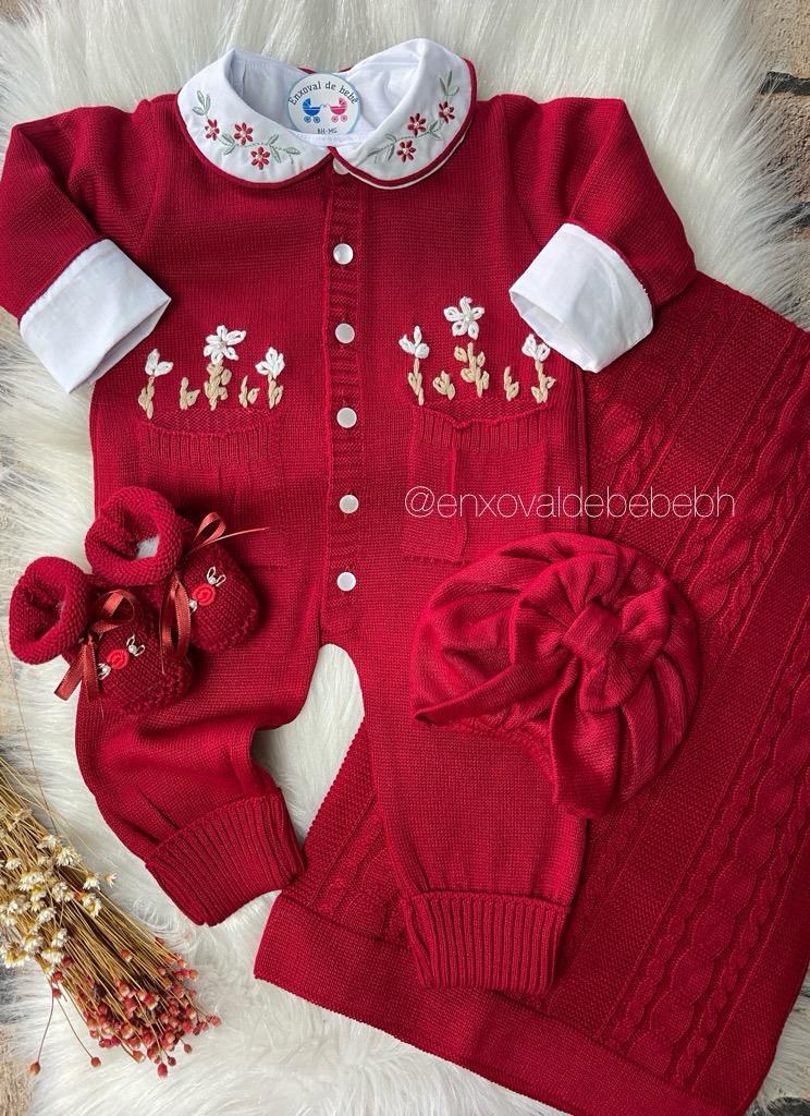 Kit macacão pétala (vermelho)